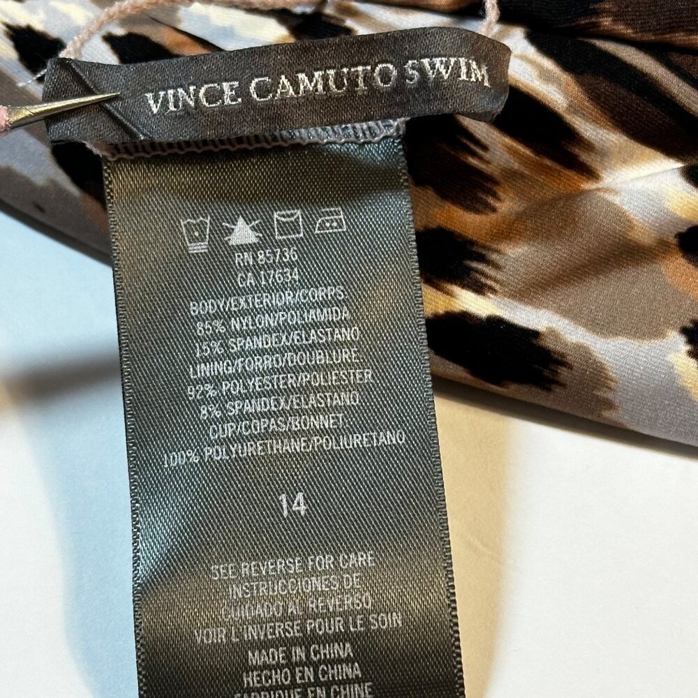 Vince Camuto Reversible One-Piece Swimsuit Leopard & Palm Print Size 14 Women's - Picture 5 of 9
